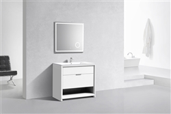 NUDO 36'' Floor Mount Modern bathroom Vanity in Gloss White Finish