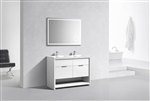 NUDO 48'' Floor Mount Double Sink Modern bathroom Vanity in Gloss White Finish | <span style="color: rgb(147, 112, 219); "> In Stock </span></div>