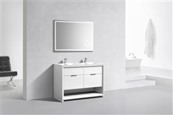 NUDO 48'' Floor Mount Double Sink Modern bathroom Vanity in Gloss White Finish