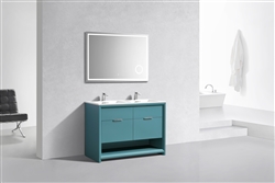 NUDO 48'' Floor Mount Double Sink Modern bathroom Vanity in Teal Green Finish