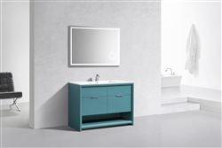 NUDO 48'' Floor Mount Single Sink Modern bathroom Vanity in Teal Green Finish