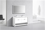 NUDO 60'' Floor Mount Double Sink Modern bathroom Vanity in Gloss White Finish | <span style="color: rgb(147, 112, 219); ">In Stock</span></div>