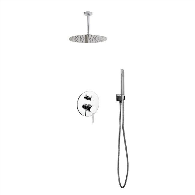 Aqua Rondo Shower Set w/ Ceiling Mount 12" Rain Shower and Handheld