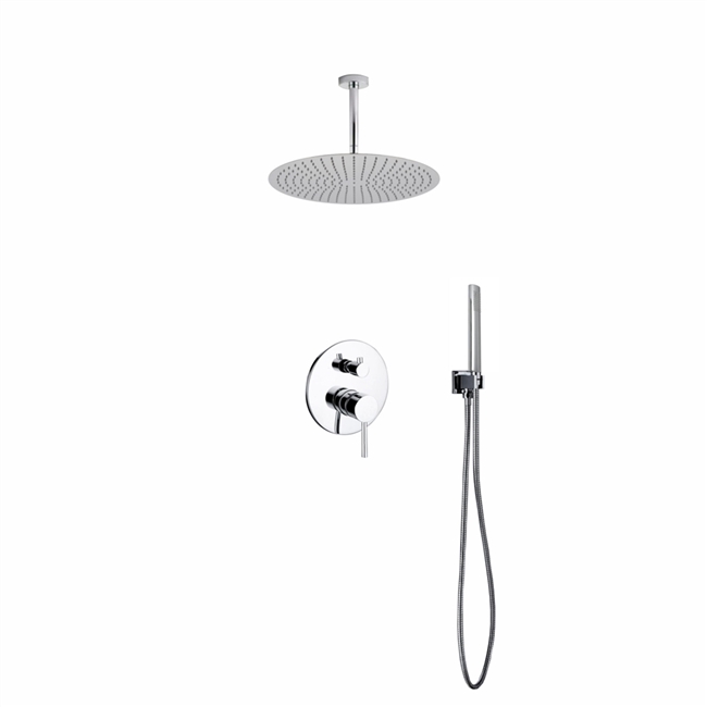 Aqua Rondo Shower Set w/ Ceiling Mount 20" Rain Shower and Handheld