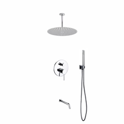 Aqua Rondo Shower Set w/ Ceiling Mount 20" Rain Shower, Handheld and Tub Filler