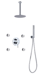 Aqua RONDO Chrome Brass Shower Set w/ 8" Round Rain Shower,  4 Body Jets and Handheld - <span style="color: rgb(147, 112, 219); "</span> In Stock  </div>