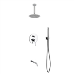 Aqua Rondo Brass Shower Set w/ 8" Ceiling Mount Round Rain Shower, Handheld and Tub Filler