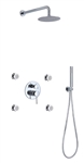 Aqua RONDO Chrome Brass Shower Set w/ 12" Round Rain Shower,  4 Body Jets and Handheld - <span style="color: rgb(147, 112, 219); "</span> In Stock  </div>