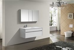 Fitto 48" Single Sink Gloss White Wall Mount Modern Bathroom Vanity