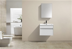 Fitto 24" Gloss White Wall Mount Modern Bathroom Vanity