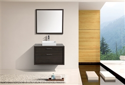 Tucci 36" Gray Oak Wall Mount Modern Bathroom Vanity w/ Vessel Sink