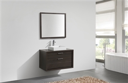 Tucci 36" Gray Oak Wall Mount Modern Bathroom Vanity w/ Vessel Sink