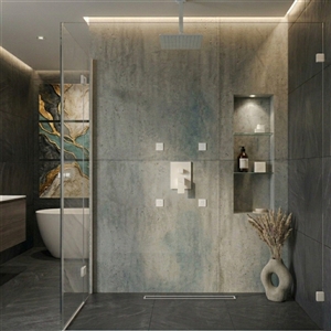 Aqua Piazza White Shower Set w/ 8" Ceiling Mount Square Rain Shower and 4 Body Jets