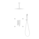 Aqua Piazza White Shower Set w/ 8" Ceiling Mount Square Rain Shower, Handheld and 4 Body Jets - <span style="color: rgb(147, 112, 219); "</span>In Stock </div>