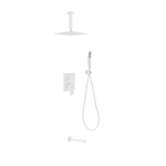 Aqua Piazza White Shower Set w/ 8" Ceiling Mount Square Rain Shower, Handheld and Tub Filler - <span style="color: rgb(147, 112, 219); "</span>In Stock </div>