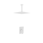 Aqua Piazza White  Shower Set w/ 12" Ceiling Mount Square Rain Shower Head