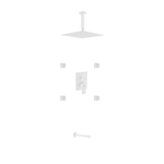 Aqua Piazza White Shower Set w/ 12" Ceiling Mount Square Rain Shower, Tub Filler and 4 Body Jets - <span style="color: rgb(147, 112, 219); "</span>In Stock </div>
