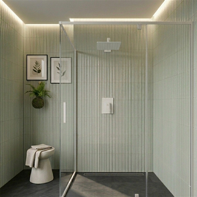 Aqua Piazza White Shower Set w/ 8" Square Rain Shower Head