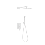 Aqua Piazza White Shower Set w/ 8" Square Rain Shower and Handheld