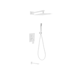 Aqua Piazza White Shower Set w/ 12" Square Rain Shower,  Tub Filler and Handheld - <span style="color: rgb(147, 112, 219); "</span>In Stock </div>