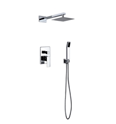 Aqua Piazza Brass Shower Set w/ 8" Square Rain Shower and Handheld