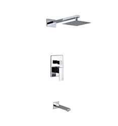 Aqua Piazza Brass Shower Set w/ 8" Square Rain Shower and Tub Filler