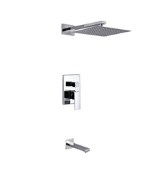 Aqua Piazza Brass Shower Set w/ 12" Square Rain Shower and Tub Filler