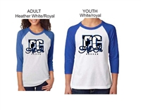 ALL-IN FC Blue and White Raglan Baseball Tee