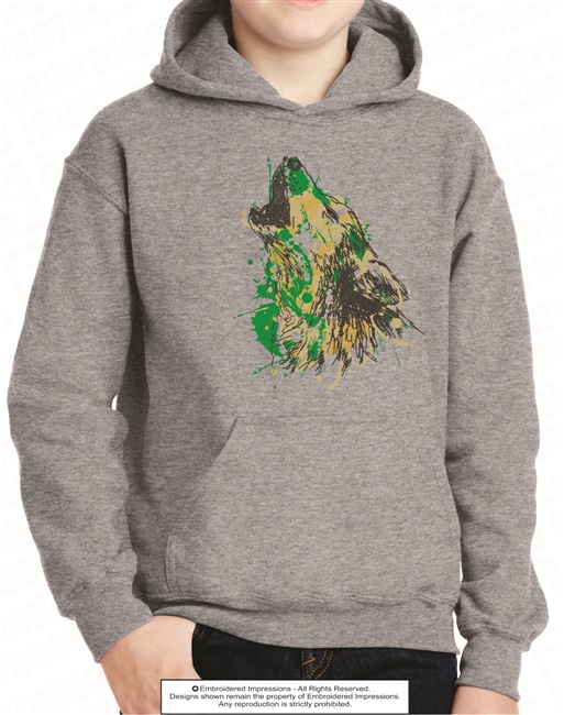 Embroidered Splatter Wolf Hoodie