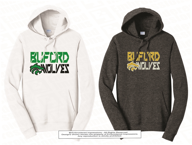 Buford Wolves Split Stencil Style Hoodie