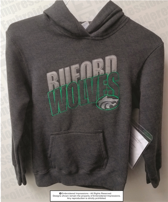 Buford Wolves Grey Applique Hoodie