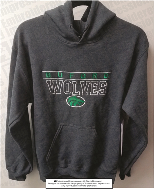 Custom Embroidered Buford Wolves Hoodie