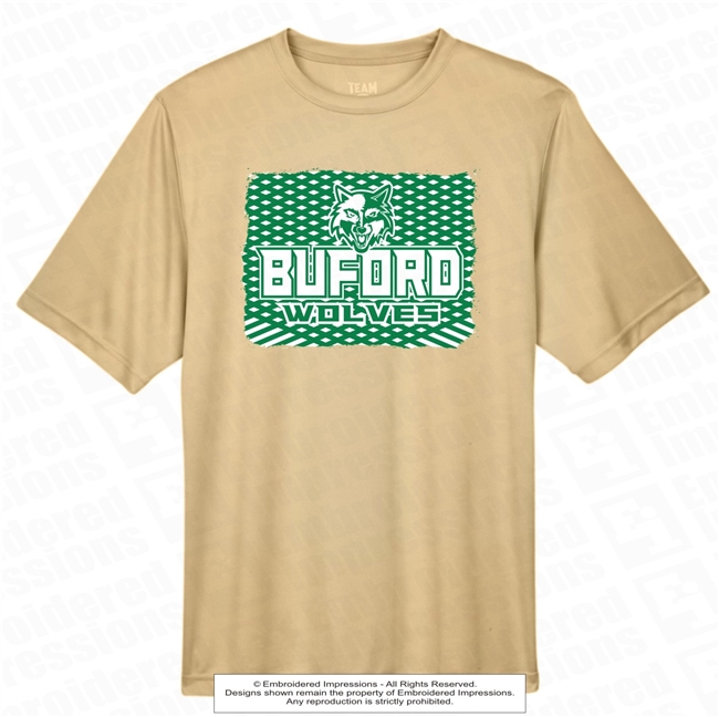 Buford Wolves with Crosshatched Background Tee