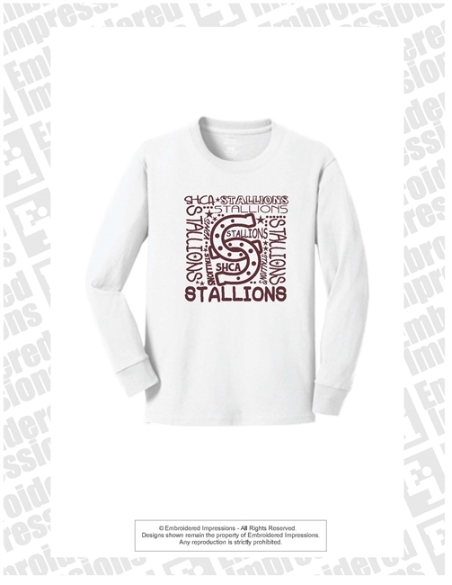 Repeat Stallions long sleeve tee in White