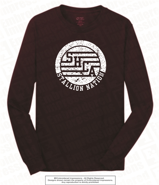 Stallions Nation Long Sleeves Tee in Athletic Maroon