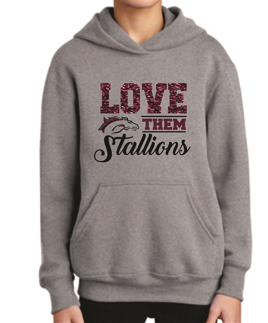 Love Them Stallions Glitter Hoodie in Athletic Heather