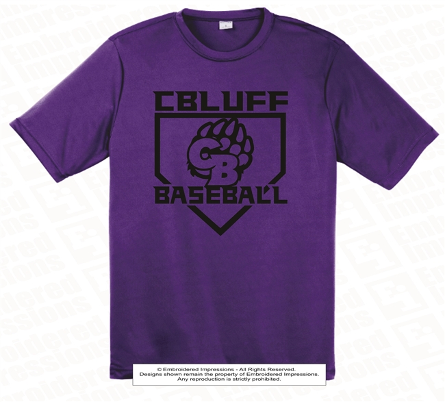 Black CBluff Baseball with CB Logo in Diamond Tee