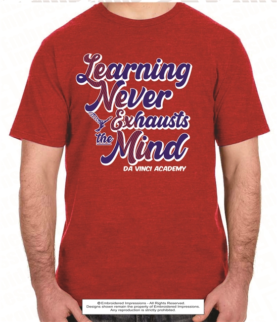 Learning Never Exhausts Mind Tee in Heather Red