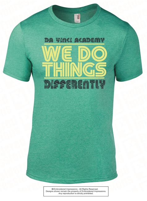 We Do Things Differently Tee in Heather Green