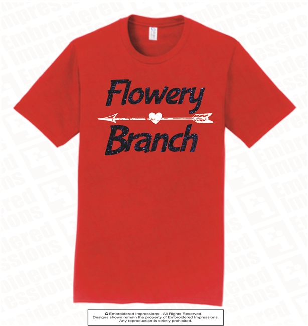 Flowery Branch Arrow Heart Glitter Tee