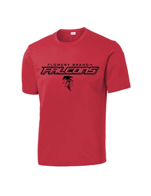 Flowery Branch Falcons Printed Logo Dri-Fit Red Tee