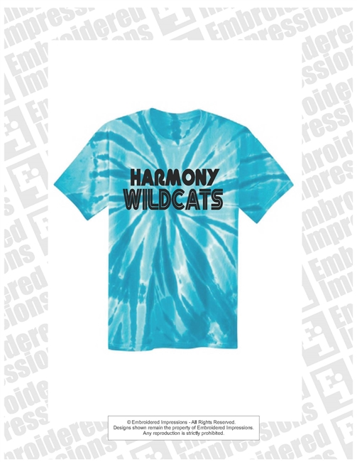 Harmony Wildcats Turquoise Tie Dye Tee