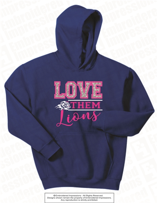 Glittered Love Them Lions Hoodie in Royal