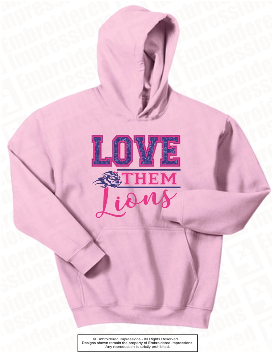 Glittered Love Them Lions Hoodie in Light Pink