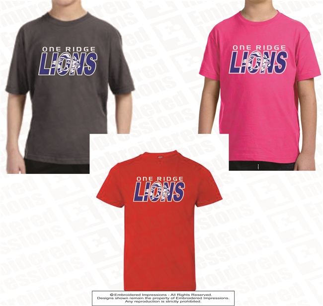 ONE RIDGE LIONS Youth Size in 3 Color Choices