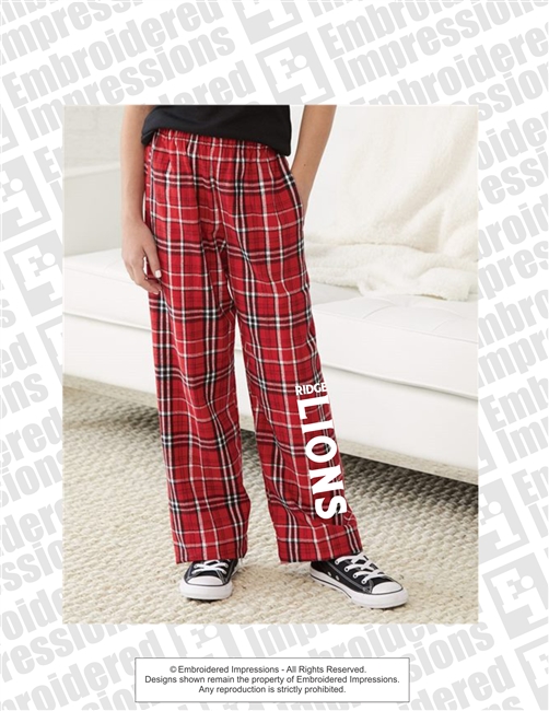 RIDGE LIONS Plaid Flannel Pants in Red White