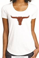 Glittered Longhorns Women's Fitted Scoop Neck Tee