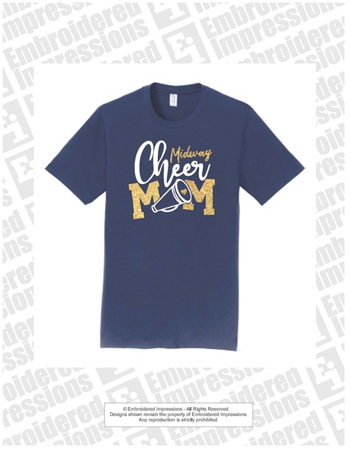 Midway Cheer Mom Glitter Letter Tee