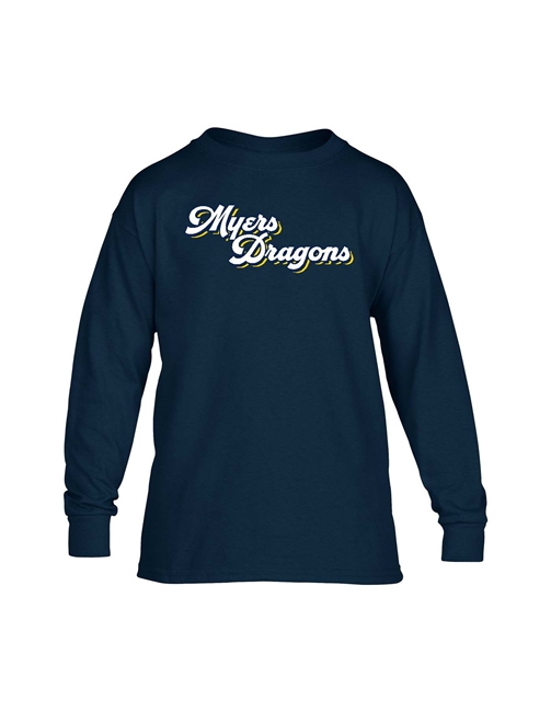 Myers Elementary Long Sleeve Navy Dragons Tee