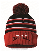 NORTH BASEBALL Stripe Pom Cuffed Beanie